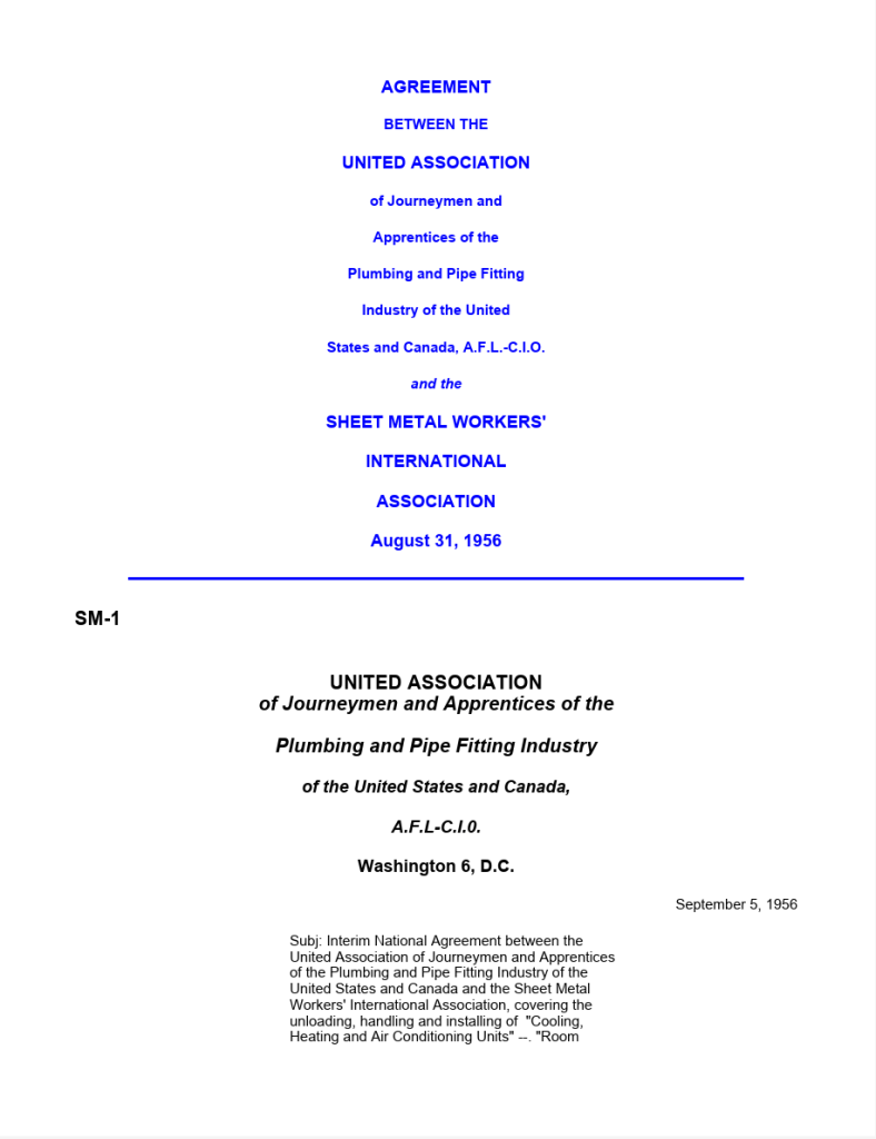 1956 Sheetmetal Agreement