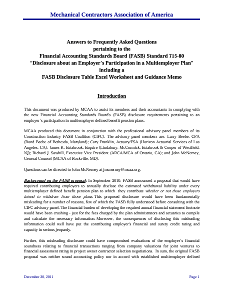Financial Accounting Standards Board (FASB) Guidance & FAQ